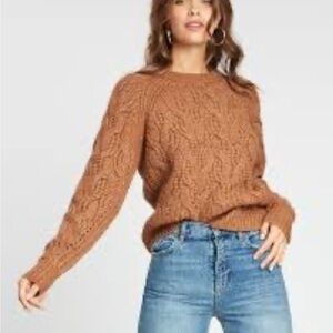 COINCIDENCE & CHANCE Cozy Cable Knit Sweater in Rich Rust Colour